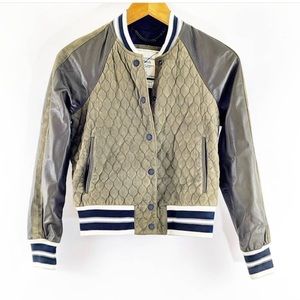 Genuine leather bomber coat